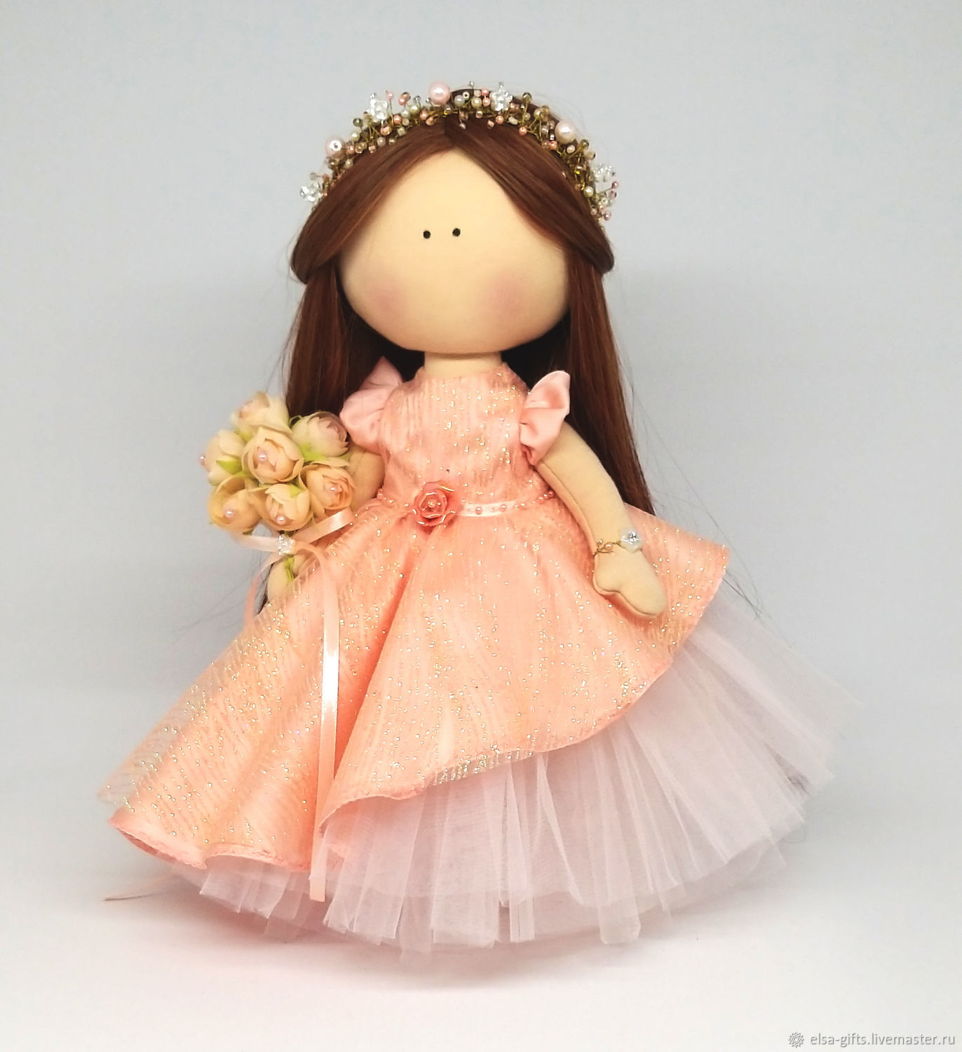 Платье для средней куклы. Текстильная кукла. Платье для интерьерной куклы. Текстильная кукла в пышном платье. Матерчатая кукла.