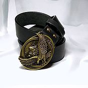 Аксессуары handmade. Livemaster - original item Straps: Men`s belt with buckle-badge 