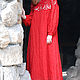 Long linen dress with a knitted yoke ' Scarlet miracle'. Dresses. KVITKA. Online shopping on My Livemaster.  Фото №2