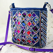 Сумки и аксессуары handmade. Livemaster - original item Denim bag in the Chenille Blue technique. Handmade.