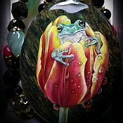 Украшения handmade. Livemaster - original item Pendant: Pendant with lacquer miniature Frog. Handmade.