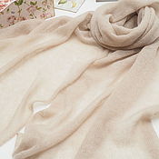 Аксессуары handmade. Livemaster - original item Stole scarf knitted from kid mohair beige women`s stole. Handmade.