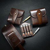 Сувениры и подарки handmade. Livemaster - original item Leather pouch with a cartridge for 8 and 10 rounds. Handmade.