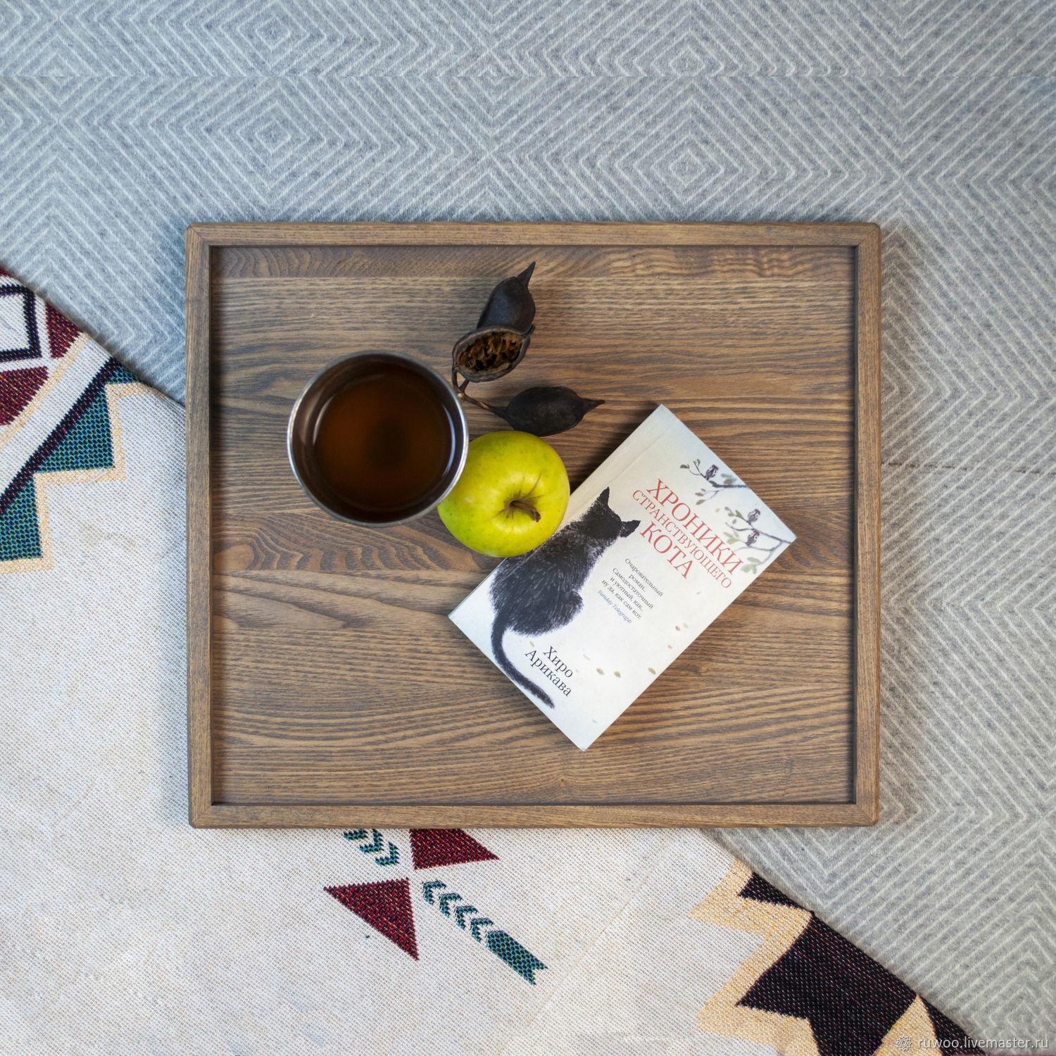 Поднос большой из массива дуба серого цвета в интернет-магазине Ярмарка ...