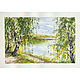  Watercolor landscape 'Birches by the river', Pictures, Serebryanye Prudy,  Фото №1