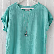 Одежда handmade. Livemaster - original item Mint blouse made of 100% linen. Handmade.