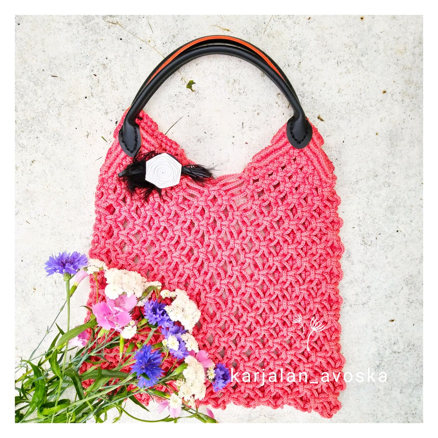 Handbag, shopping bag macrame 'rose', String bag, Petrozavodsk,  Фото №1