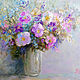 Pintura al óleo sobre lienzo. Las flores de violeta.. Verano en un ramo, Pictures, Alicante,  Фото №1
