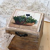 Для дома и интерьера handmade. Livemaster - original item Casket snowdrops decoupage brown flowers eco style. Handmade.