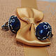 Earring 'MIA' with natural lapis lazuli, plated 12 microns, Earrings, Kostroma,  Фото №1