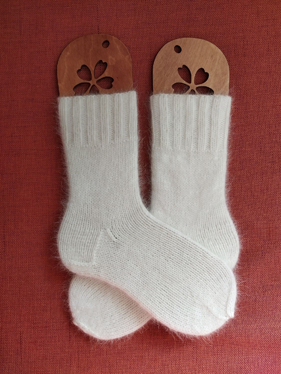 RussianSocks Белые пуховые носки женские вязаные носочки из пуха норки ...