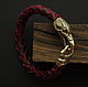 Burgundy Raven bracelet made of genuine leather, Bead bracelet, Volgograd,  Фото №1