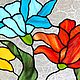 Floral stained glass on the window. Stained Glass Tiffany. Soldered stained glass window. Flowers. Stained glass. Glass Flowers. Online shopping on My Livemaster.  Фото №2