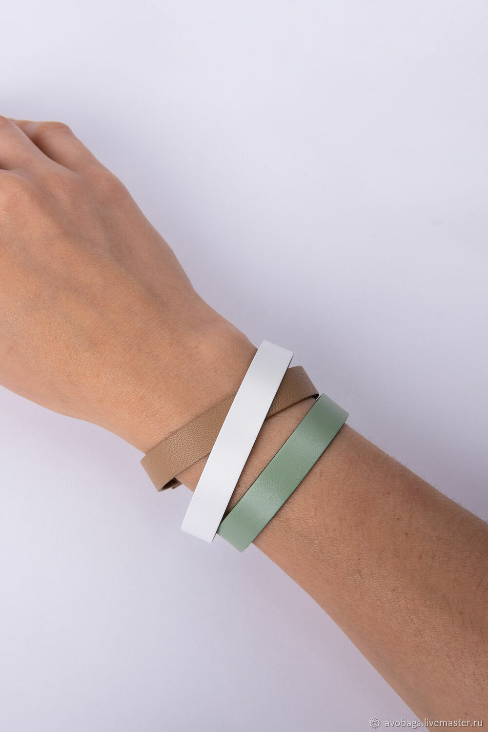 Кожаный браслет №4 из классической кожи, бежевый – заказать на Ярмарке ...