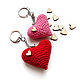 Keychain 5 cm Knitted heart pink. Gifts for February 14. BarminaStudio (Marina)/Crochet (barmar). My Livemaster. Фото №4