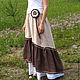 The floor-length skirt linen 'Cream-chocolate', Skirts, Tver,  Фото №1