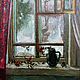 `Зимнее окно` - живописный этюд с натуры; холст, масло.