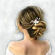Bridal hair decoration with flowers made of polymer clay and silver leaf. Jewelry for the bride hairstyle. Decorations for the hair .Decorations for the hair with rhinestones.
