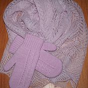 Аксессуары handmade. Livemaster - original item Openwork scarf and mittens 