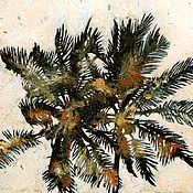 Картины и панно handmade. Livemaster - original item Painting On canvas a piece of vacation (palm trees, sea, green, turquoise). Handmade.