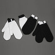 Аксессуары handmade. Livemaster - original item 5 PCs. Mittens for Lovebirds knitted Black and white. Handmade.