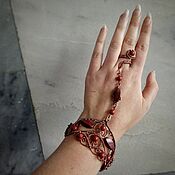 Украшения handmade. Livemaster - original item Slave bracelet with red jasper wire wrap. Handmade.
