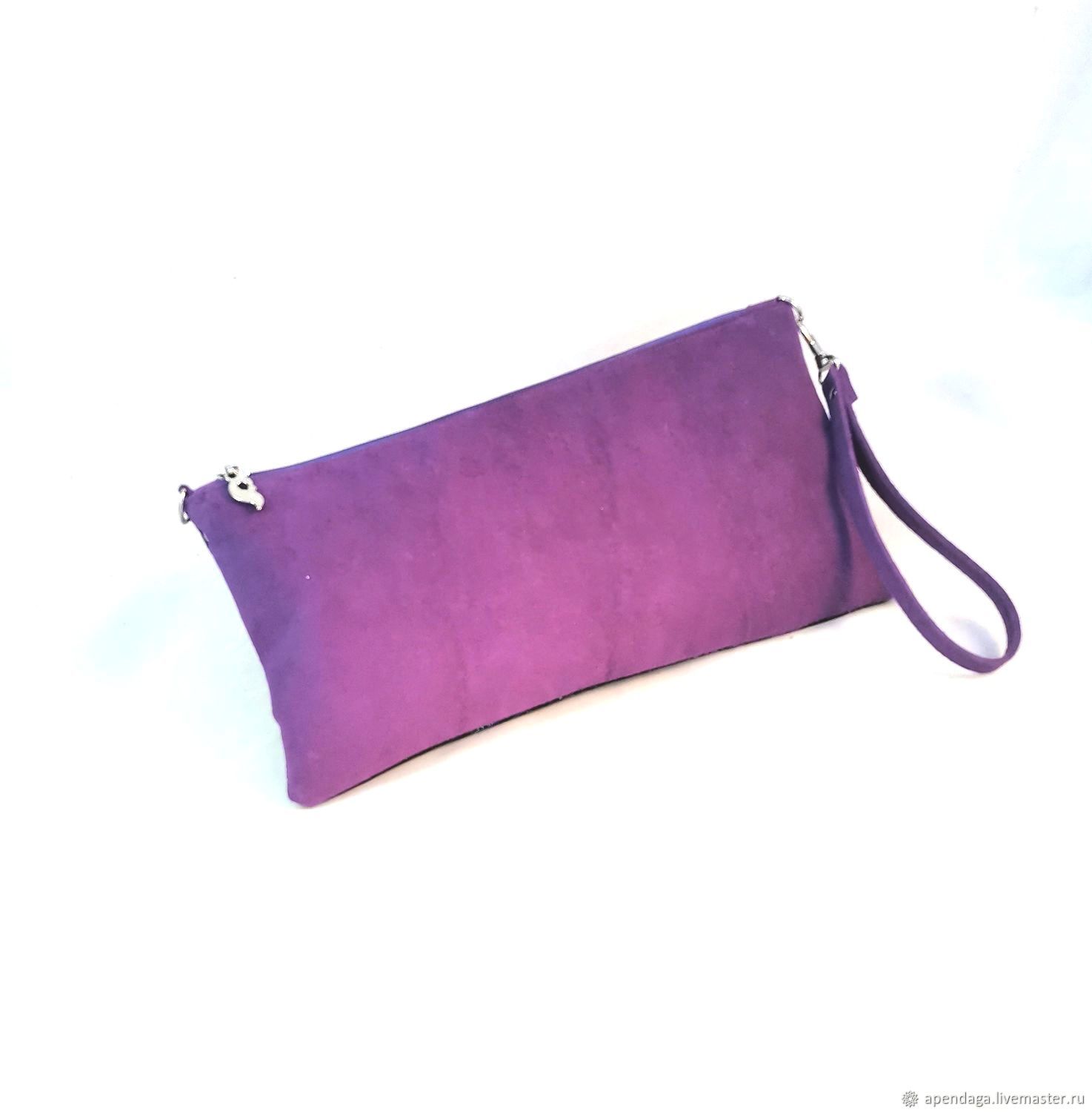 lilac suede clutch bag