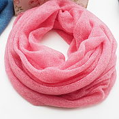 Аксессуары handmade. Livemaster - original item Snood scarf knitted women`s kid mohair in two turns pink scarf. Handmade.