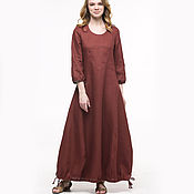 Одежда handmade. Livemaster - original item Brown linen dress in the style boho. Handmade.