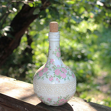 Посуда ручной работы. Ярмарка Мастеров - ручная работа Бутылка Нежные розы. Handmade.