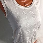 Винтаж: Одежда винтажная: Рубашка белоснежная с вышивкой премиум 46-48