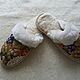 Slippers made of sheep fur with fabric tapestry 'Flowers', Slippers, Moscow,  Фото №1