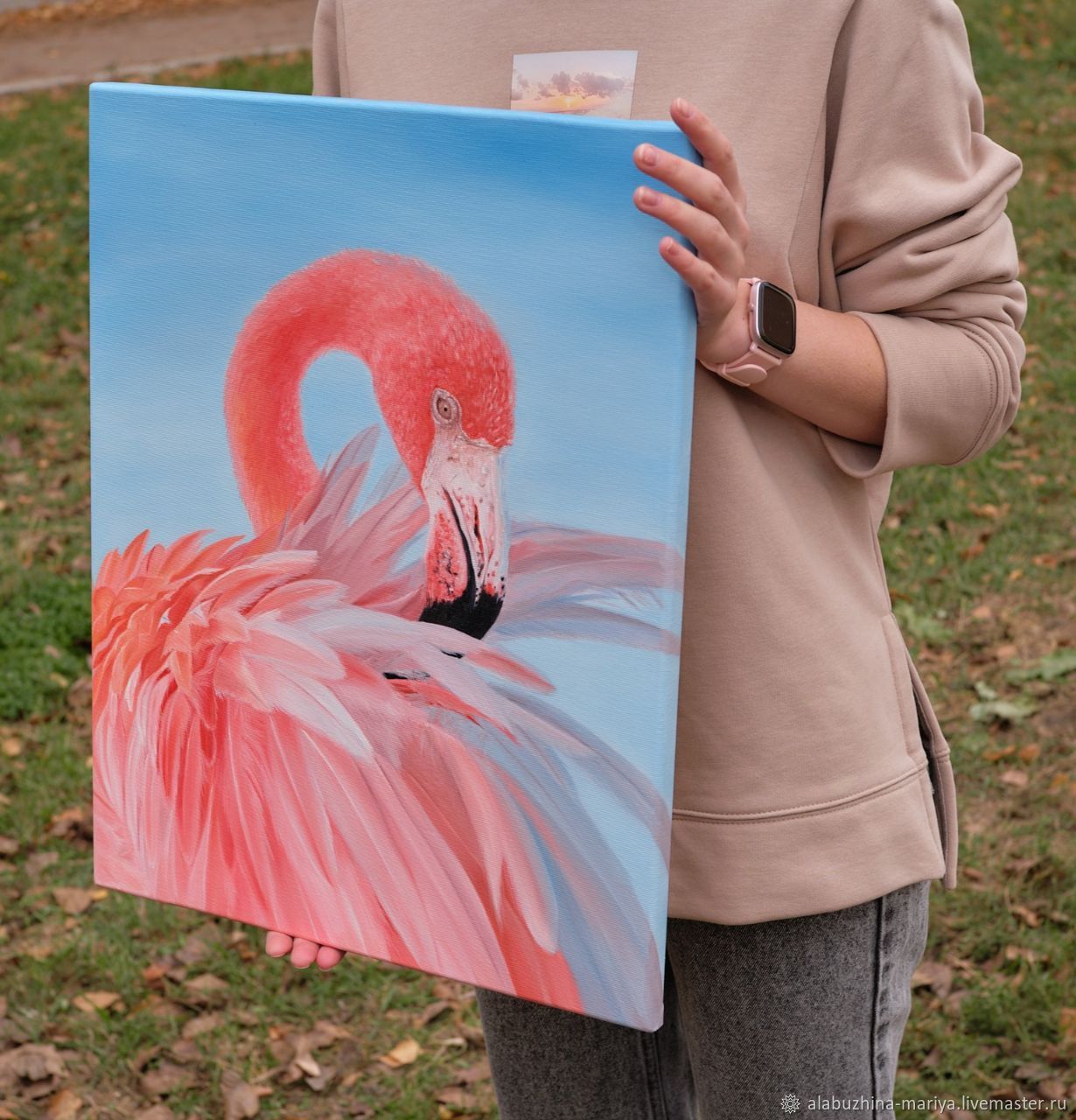 Фламинго осенью арт