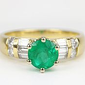 Украшения ручной работы. Ярмарка Мастеров - ручная работа 1.55tcw 14K Emerald Engagement Ring, AAA+ Colombian Emerald Ring, Fine. Handmade.