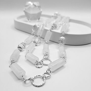 Украшения ручной работы. Ярмарка Мастеров - ручная работа Бусы длинные серебристые с натуральным кварцем. Сотуар с кварцем. Handmade.