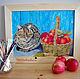 Кот с яблоками картина маслом. Картины. Veta Dmitrievna. Ярмарка Мастеров.  Фото №4