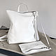 Order backpack white leather urban medium with pockets and cosmetic bag. BagsByKaterinaKlestova (kklestova). Livemaster. . Backpacks Фото №3