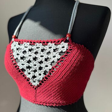 Одежда ручной работы. Ярмарка Мастеров - ручная работа Вязаный топ-кроп. Handmade.