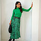 Zebra green skirt made of armani silk, satin midi skirt. Skirts. mozaika-rus. My Livemaster. Фото №4