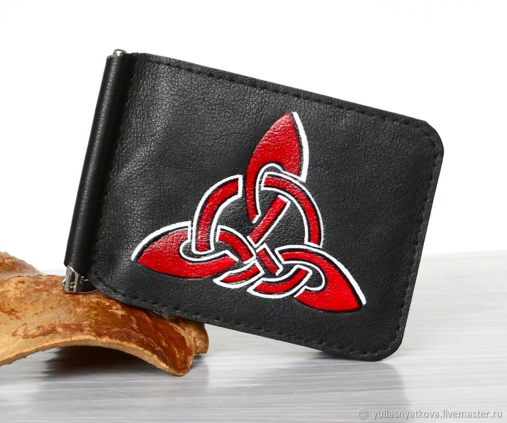 Viking Runes Odin Triskele Leather Money Clip, Clamps, St. Petersburg,  Фото №1