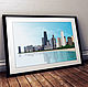 Picture of the modern American city of Chicago with skyscrapers. The picture is a gift to the man or colleague. Picture for an interior. Picture poster. The urban landscape. Buy painting the town
