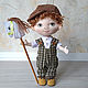 Rag doll boy with green eyes in a green jumpsuit. Dolls. CountryKids - doll with a soul. My Livemaster. Фото №5