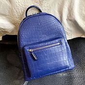 Сумки и аксессуары handmade. Livemaster - original item Crocodile genuine leather backpack in blue.. Handmade.