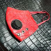 Аксессуары handmade. Livemaster - original item Protective reusable mask made of red crocodile skin!. Handmade.