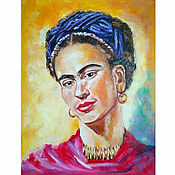 Картины и панно handmade. Livemaster - original item Painting Frida Kahlo Portrait of a girl oil palette knife. Handmade.