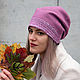 Order Felted hat-beanie with flower pattern. ElzyWool. Livemaster. . Caps Фото №3