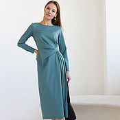 Одежда handmade. Livemaster - original item Luxury Turquoise Dress, Green Blue Midi Wool Dress. Handmade.