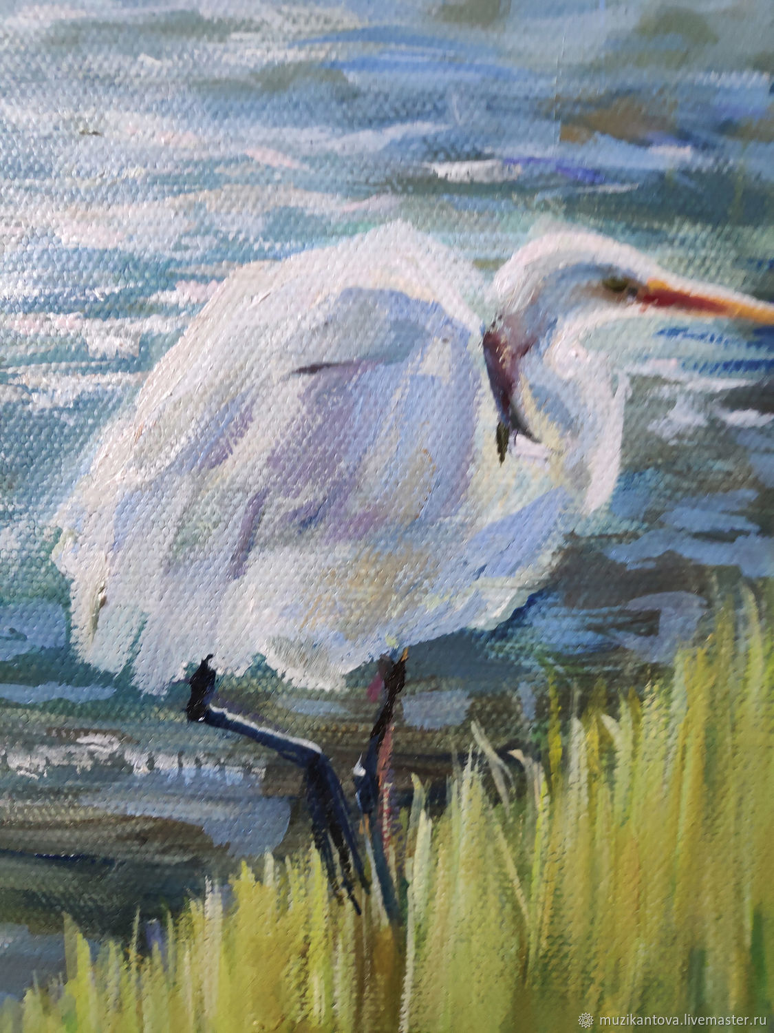 Картина маслом - "Лесное озеро с цаплями" в интернет-магазине Ярмарка ...