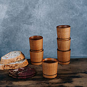 Посуда handmade. Livemaster - original item Set of glasses (stacks) 6 pcs. made of Siberian cedar RN10 wood. Handmade.