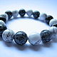 Bracelet white opal and obsidian 'Black and white', Bead bracelet, Moscow,  Фото №1